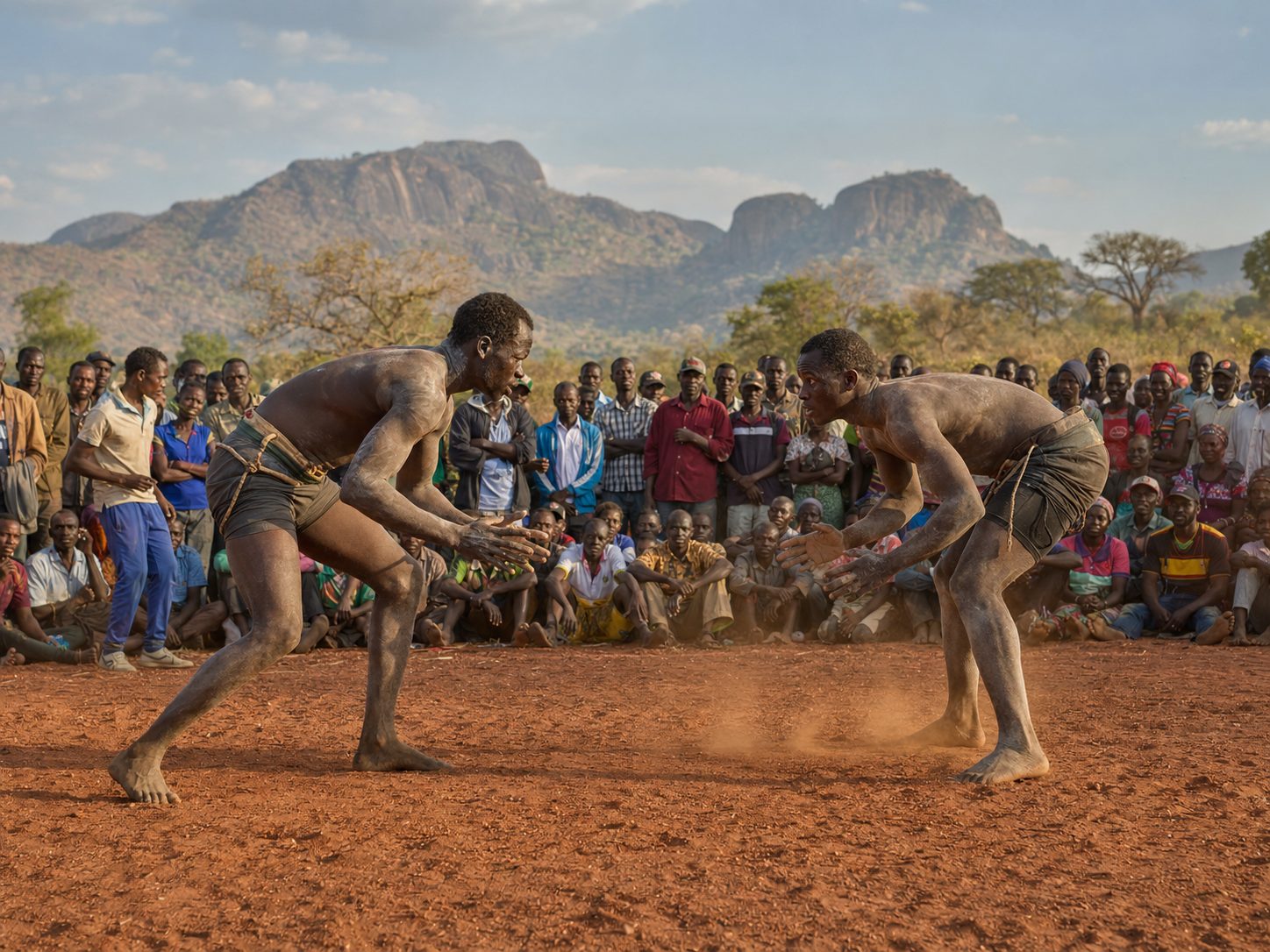 Nuba wrestling, Saturday afternoon